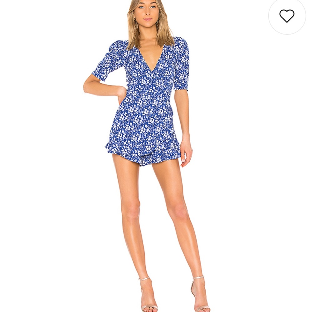 ZAMIRA FLORAL ROMPER IN COBALT size small